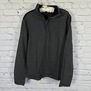 Michael Kors 1/4 Zip‎ Pullover Sweater, Size Medium, Dark Gray/Black Trim